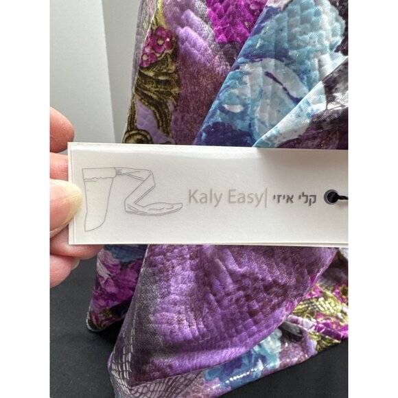 Rinati Lakel Purple Floral Leatherette Kaly Easy Headscarf Satin Feel Floral Pat - Picture 8 of 8